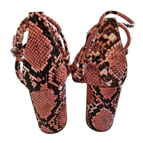 Womens JustFab All Eyes On Me Pink Strappy Snakeskin Pumps Heels - Sz 7 - Picture 6 of 8